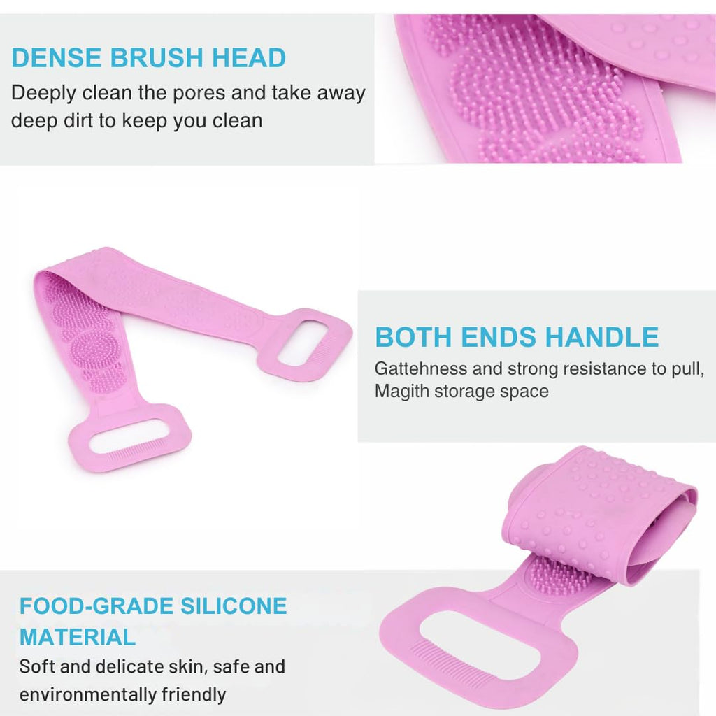 Silicone Body Back Scrubber, Double-Sided Exfoliating Bath Brush