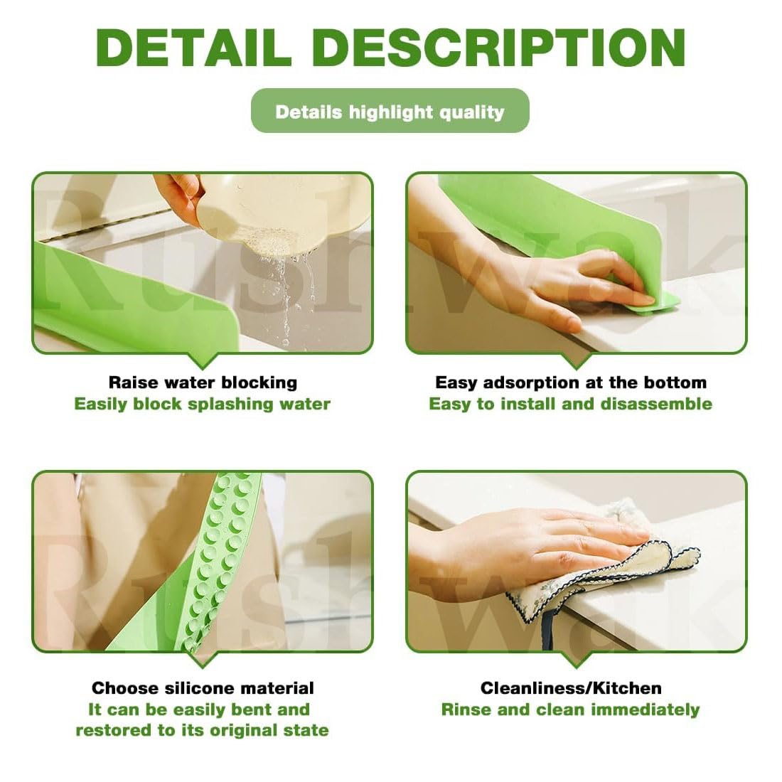 Stop Wiping Wet Countertops! Silicone Sink Splash Guard — Pack of 2