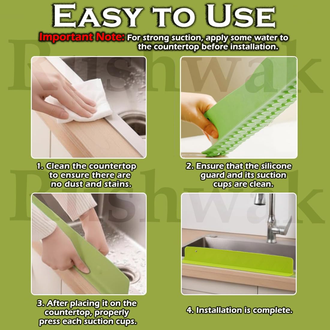 Stop Wiping Wet Countertops! Silicone Sink Splash Guard — Pack of 2