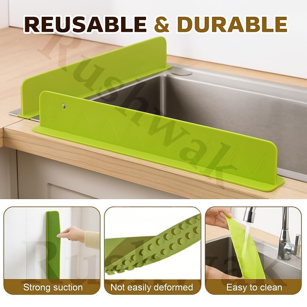 Stop Wiping Wet Countertops! Silicone Sink Splash Guard — Pack of 2