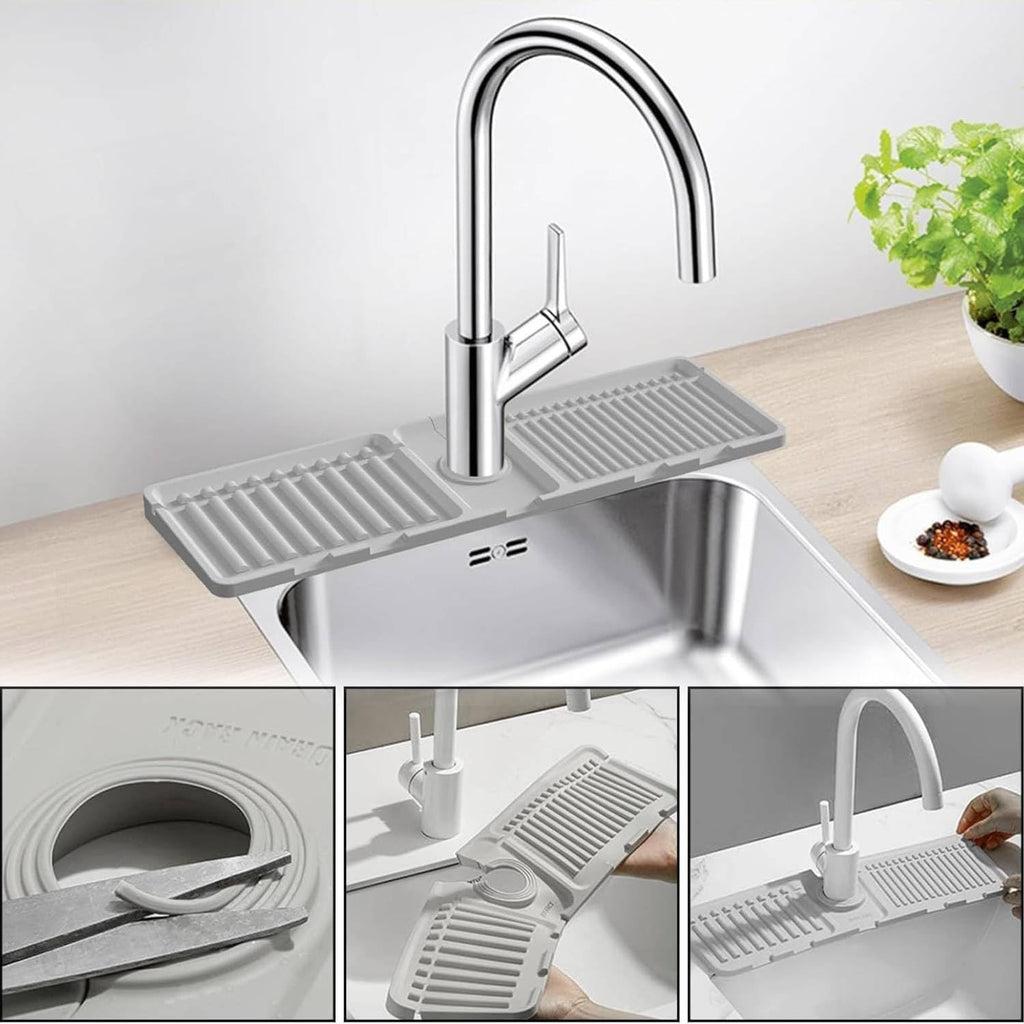 Silicone Sink Drainer Pad with Faucet Mat