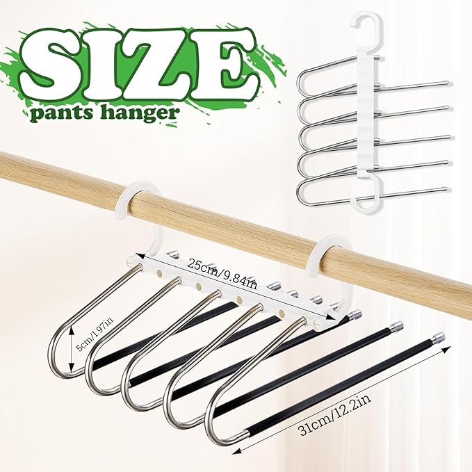 5 in 1 Stainless Steel Foldable Hanger for Clothes Hanging (Pack of 2)