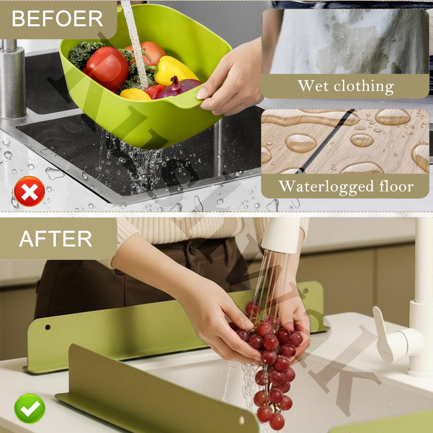 Stop Wiping Wet Countertops! Silicone Sink Splash Guard — Pack of 2